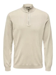 ONLY & SONS Strickpullover Wyler ONSWYLER LIFE REG 14 HALF ZIP KNIT NOOS Khaki/Beige/Braun