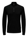 ONLY & SONS Strickpullover Wyler ONSWYLER LIFE REG 14 HALF ZIP KNIT NOOS Schwarz