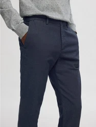 SELECTED HOMME Chinohose SLH175-SLIM MILES BRUSHED PANTS Hellblau/Dunkelblau/Blau