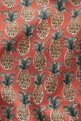 Next Kurzarmhemd aus Leinengemisch mit Print (1-tlg) Rot/Rosa