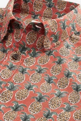 Next Kurzarmhemd aus Leinengemisch mit Print (1-tlg) Rot/Rosa