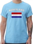 Shirtracer T-Shirt Nederland Schriftzug mit Flagge Creme/Hellblau/Blau
