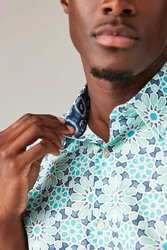 Next Kurzarmhemd Regular Fit mit Print Blau/Grün/Türkis