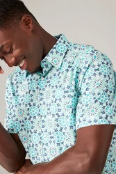 Next Kurzarmhemd Regular Fit mit Print Blau/Grün/Türkis