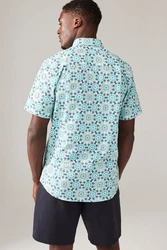Next Kurzarmhemd Regular Fit mit Print Blau/Grün/Türkis