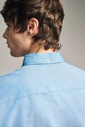 Next Langarmhemd Oxford Slim Fit Hellblau/Dunkelblau/Blau
