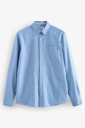 Next Langarmhemd Oxford Slim Fit Hellblau/Dunkelblau/Blau