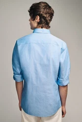 Next Langarmhemd Oxford Slim Fit Hellblau/Dunkelblau/Blau