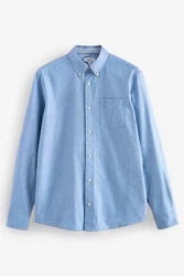 Next Langarmhemd Oxford Slim Fit Hellblau/Dunkelblau/Blau