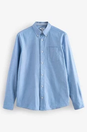 Langarmhemd Langrmeliges Oxfordhemd im Slim Fit (1-tlg)