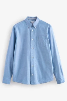 Next Langarmhemd Oxford Slim Fit Hellblau/Dunkelblau/Blau