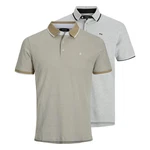 Jack & Jones Poloshirt JJEPAULOS 2er Pack Khaki/Grau/Beige/Braun