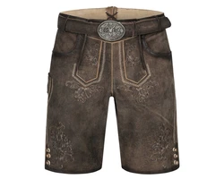 Krüger Trachtenlederhose Arijus Herren Khaki/Dunkelbraun/Braun/Grau