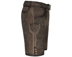 Krüger Trachtenlederhose Arijus Herren Khaki/Dunkelbraun/Braun/Grau