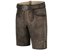 Krüger Trachtenlederhose Arijus Herren Khaki/Dunkelbraun/Braun/Grau