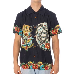 Kurzarmhemd Hemd Shirt AOP, G M, F black