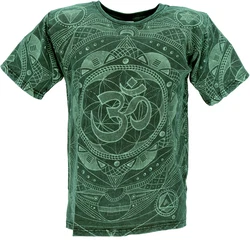 Guru-Shop T-Shirt Tibet & Buddhist Art Dunkelgrün/Grün/Hellgrün