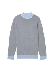 TOM TAILOR Denim Strickpullover mit Stehkragen 