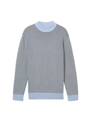 TOM TAILOR Denim Strickpullover mit Stehkragen 