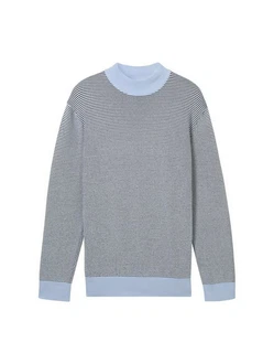 TOM TAILOR Denim Strickpullover mit Stehkragen