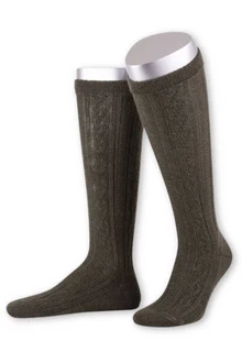Lusana Trachtensocken Trachten Kniestrümpfe L4910 anthrazit/jägeroliv/trachtenbraun (L4910)