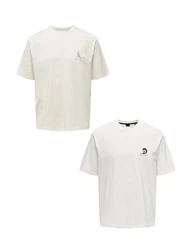ONLY & SONS T-Shirt 2er-Set Kurzarm locker geschnitten Rundhals (7732) Blau/Schwarz (7732)