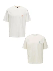 ONLY & SONS T-Shirt 2er-Set Kurzarm locker geschnitten Rundhals (7732) Orange/Blau (7732)