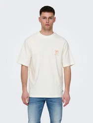 ONLY & SONS T-Shirt 2er-Set Kurzarm locker geschnitten Rundhals (7732) Weiß/Orange (7732)