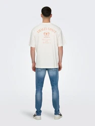 ONLY & SONS T-Shirt 2er-Set Kurzarm locker geschnitten Rundhals (7732) Weiß/Orange (7732)