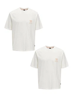 ONLY & SONS T-Shirt 2er-Set Kurzarm locker geschnitten Rundhals (7732)