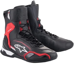 Superfaster Motorradschuhe schwarz / hellrot / weiss Motorradstiefel (Packung, Antistatische und l- und Benzinfeste Sohle)