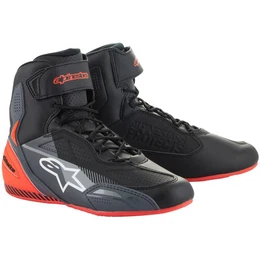 Faster-3 Motorradschuhe schwarz / grau / rot-fluo Motorradstiefel (Packung, Antistatische und l- und Benzinfeste Sohle)