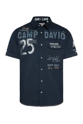 CAMP DAVID Hemd Paragliding Cape Town Kurzarm dunkelbeige / navy / saphir / wei