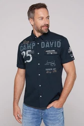 CAMP DAVID Hemd Paragliding Cape Town Kurzarm dunkelbeige / navy / saphir / wei