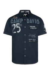 CAMP DAVID Hemd Paragliding Cape Town Kurzarm dunkelbeige / navy / saphir / wei