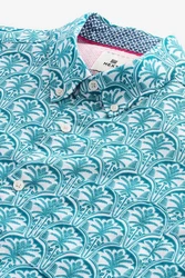 Next Kurzarmhemd aus Leinengemisch mit Print Blau/Türkis/Grün/Hellblau