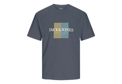 Jack & Jones Print-Shirt Jorfrederiksberg Box T-Shirt Dunkelblau/Grau/Blau