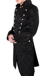 Kurzmantel Admiral Brokat Mantel schwarz Steampunk Gothic Brokat Muster