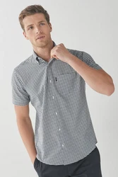 Next Langarmhemd Pflegeleichtes Button-Down-Oxford-Hemd Grau/Hellblau