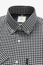 Next Langarmhemd Pflegeleichtes Button-Down-Oxford-Hemd Grau/Hellblau
