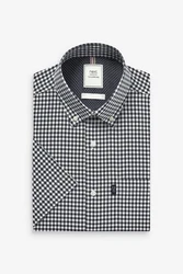 Next Langarmhemd Pflegeleichtes Button-Down-Oxford-Hemd Grau/Hellblau