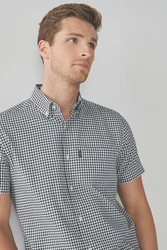 Next Langarmhemd Pflegeleichtes Button-Down-Oxford-Hemd Grau/Hellblau