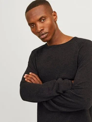 Jack & Jones Rundhalspullover JJEHILL KNIT CREW NECK NOOS dunkelbraun