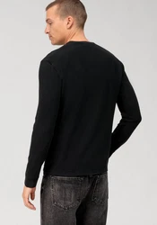 OLYMP Langarmshirt Casual Schwarz/Dunkelblau