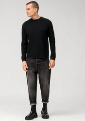 OLYMP Langarmshirt Casual Schwarz/Dunkelblau