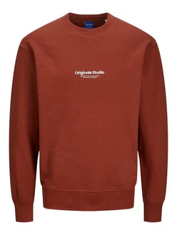 Jack & Jones Sweatshirt Relaxed Fit JORVESTERBRO 6020 Orange/Dunkelrot/Rot