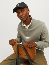 Jack & Jones Sweatshirt JORVESTERBRO SWEAT QUARTER ZIP HN NOOS Dunkelgrün/Khaki/Grün