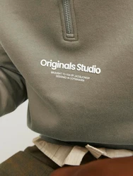 Jack & Jones Sweatshirt JORVESTERBRO SWEAT QUARTER ZIP HN NOOS Dunkelgrün/Khaki/Grün