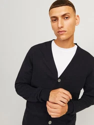 JACK & JONES Strickjacke 'JJEEmil' Schwarz/Hellblau