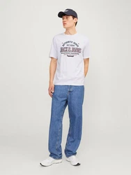 JACK & JONES T-Shirt Weiß/Creme/Dunkelblau